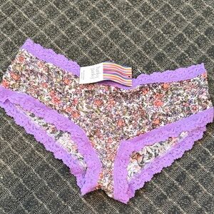 Hanky Panky Floral Boyshort with Lilac Lace Trim